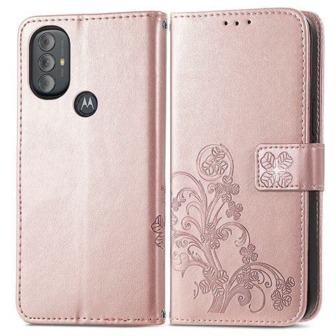 Coque Portefeuille Fleurs Livre Cuir Etui Clapet pour Motorola Moto G Play (2023) Rose