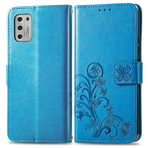 Coque Portefeuille Fleurs Livre Cuir Etui Clapet pour Motorola Moto G Stylus (2021) Bleu