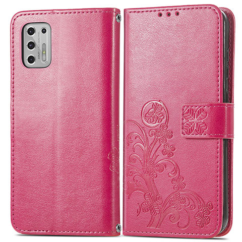 Coque Portefeuille Fleurs Livre Cuir Etui Clapet pour Motorola Moto G Stylus (2021) Rouge