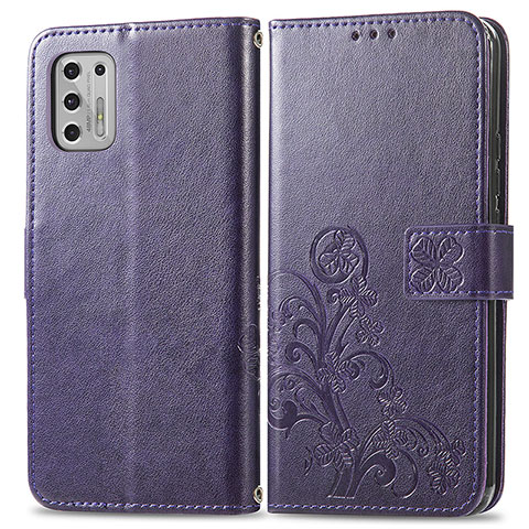 Coque Portefeuille Fleurs Livre Cuir Etui Clapet pour Motorola Moto G Stylus (2021) Violet