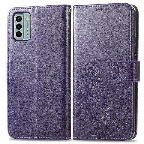 Coque Portefeuille Fleurs Livre Cuir Etui Clapet pour Nokia G22 Violet