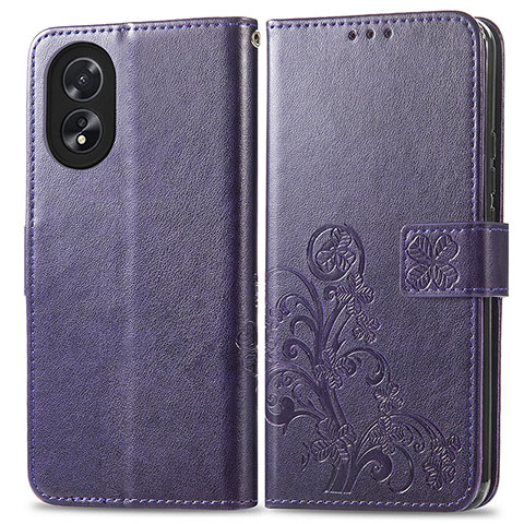 Coque Portefeuille Fleurs Livre Cuir Etui Clapet pour Oppo A38 Violet