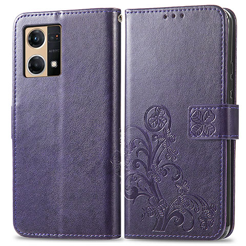 Coque Portefeuille Fleurs Livre Cuir Etui Clapet pour Oppo F21 Pro 4G Violet