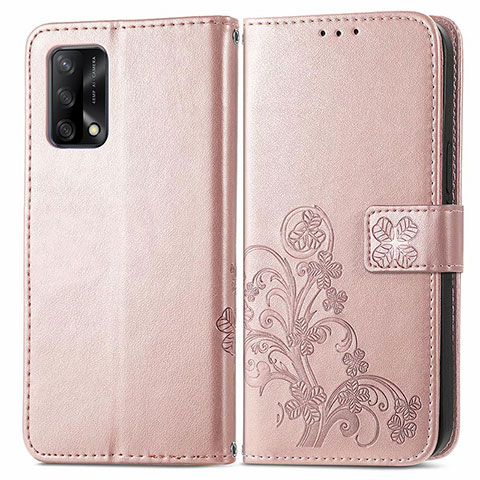 Coque Portefeuille Fleurs Livre Cuir Etui Clapet pour Oppo Reno6 Lite Rose