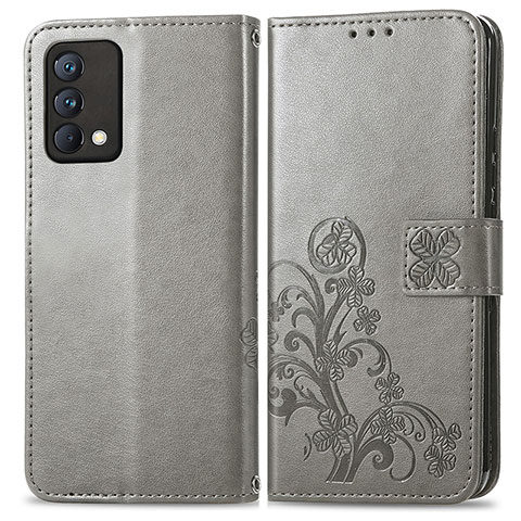 Coque Portefeuille Fleurs Livre Cuir Etui Clapet pour Realme GT Master 5G Gris