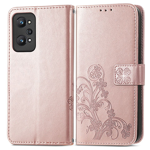 Coque Portefeuille Fleurs Livre Cuir Etui Clapet pour Realme GT2 5G Violet