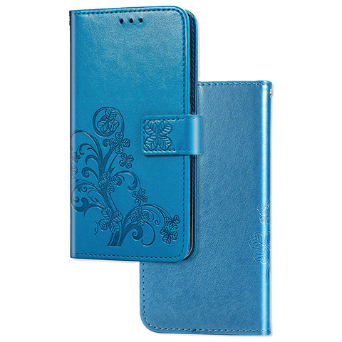 Coque Portefeuille Fleurs Livre Cuir Etui Clapet pour Samsung Galaxy A03s Bleu