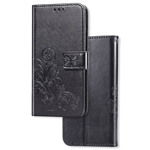 Coque Portefeuille Fleurs Livre Cuir Etui Clapet pour Samsung Galaxy A03s Noir