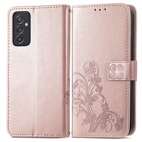 Coque Portefeuille Fleurs Livre Cuir Etui Clapet pour Samsung Galaxy A05s Rose