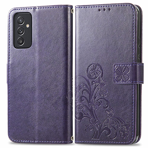 Coque Portefeuille Fleurs Livre Cuir Etui Clapet pour Samsung Galaxy A15 4G Violet