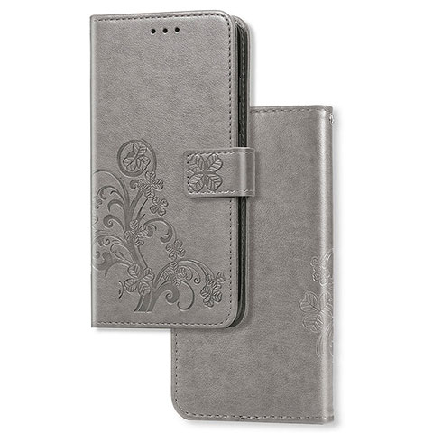 Coque Portefeuille Fleurs Livre Cuir Etui Clapet pour Samsung Galaxy A20 SC-02M SCV46 Gris