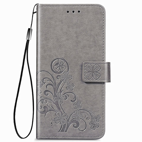 Coque Portefeuille Fleurs Livre Cuir Etui Clapet pour Samsung Galaxy A22 4G Gris