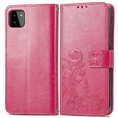 Coque Portefeuille Fleurs Livre Cuir Etui Clapet pour Samsung Galaxy A22s 5G Rouge