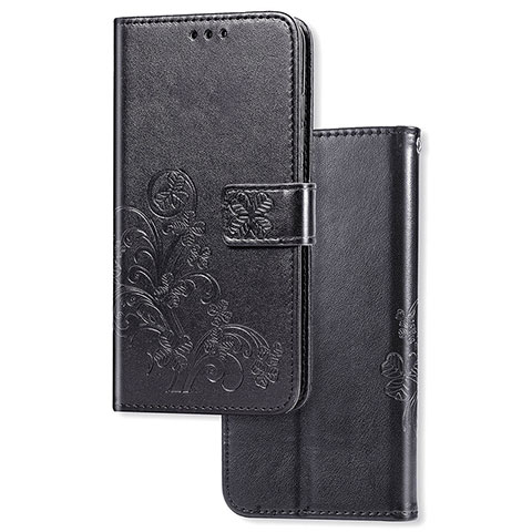 Coque Portefeuille Fleurs Livre Cuir Etui Clapet pour Samsung Galaxy M02s Noir