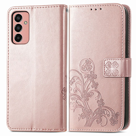 Coque Portefeuille Fleurs Livre Cuir Etui Clapet pour Samsung Galaxy M13 4G Rose