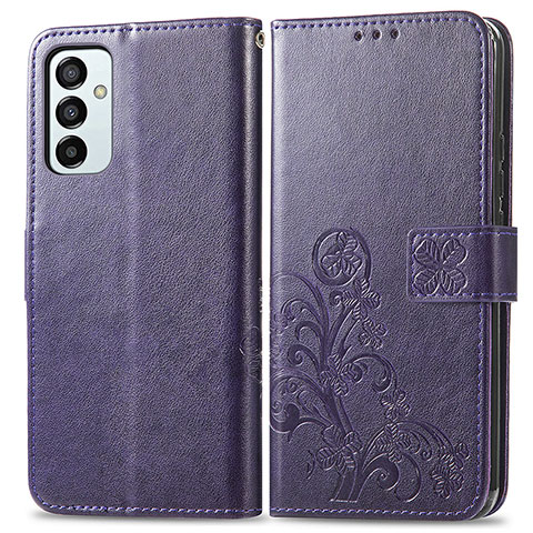 Coque Portefeuille Fleurs Livre Cuir Etui Clapet pour Samsung Galaxy M23 5G Violet