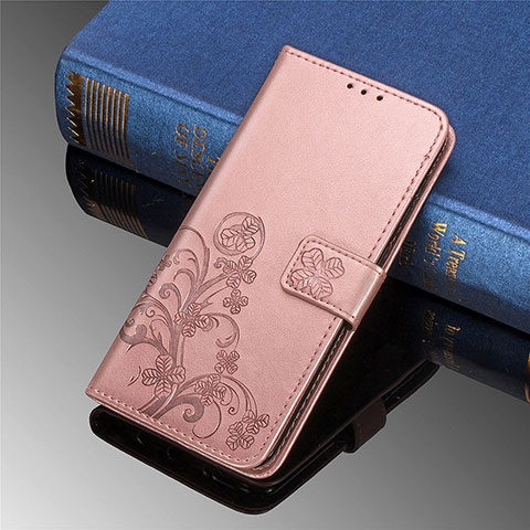 Coque Portefeuille Fleurs Livre Cuir Etui Clapet pour Samsung Galaxy S22 Plus 5G Rose