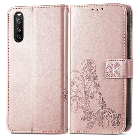 Coque Portefeuille Fleurs Livre Cuir Etui Clapet pour Sony Xperia 10 III Lite Rose