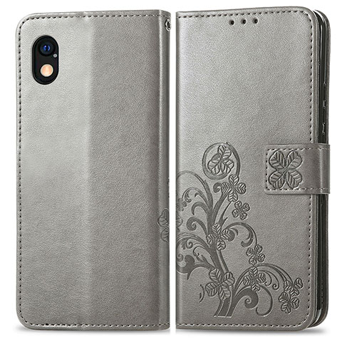 Coque Portefeuille Fleurs Livre Cuir Etui Clapet pour Sony Xperia Ace III Gris