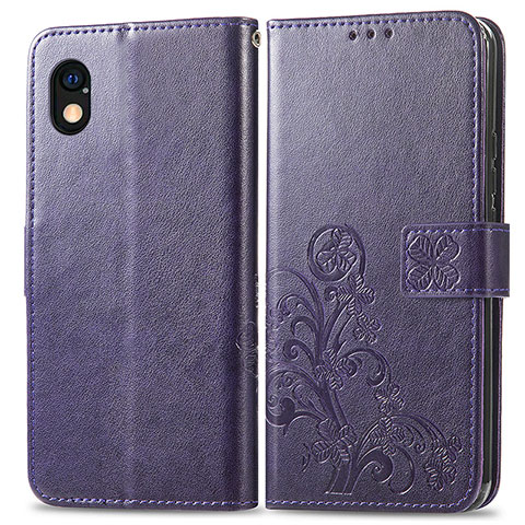 Coque Portefeuille Fleurs Livre Cuir Etui Clapet pour Sony Xperia Ace III SO-53C Violet