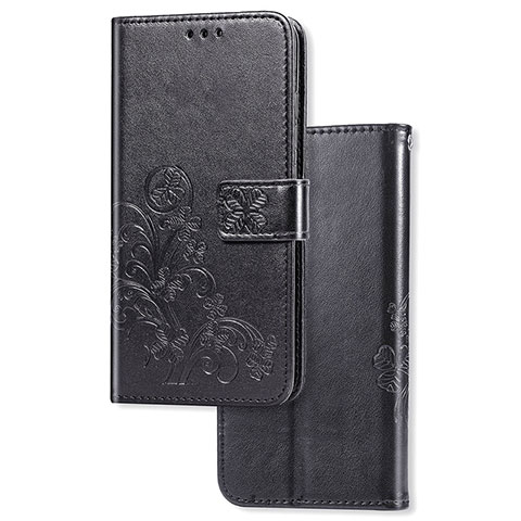 Coque Portefeuille Fleurs Livre Cuir Etui Clapet pour Sony Xperia L3 Noir