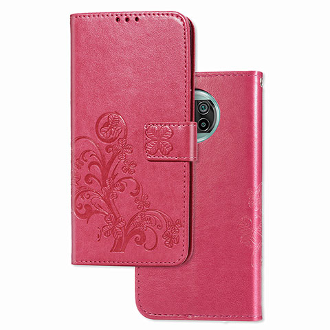 Coque Portefeuille Fleurs Livre Cuir Etui Clapet pour Xiaomi Mi 10i 5G Rouge