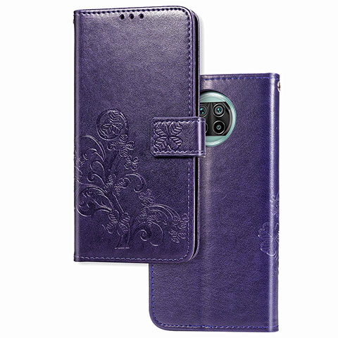 Coque Portefeuille Fleurs Livre Cuir Etui Clapet pour Xiaomi Mi 10i 5G Violet