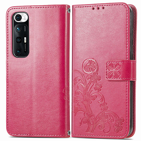 Coque Portefeuille Fleurs Livre Cuir Etui Clapet pour Xiaomi Mi 10S 5G Rouge