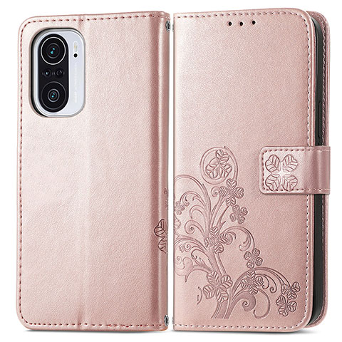 Coque Portefeuille Fleurs Livre Cuir Etui Clapet pour Xiaomi Mi 11i 5G Rose