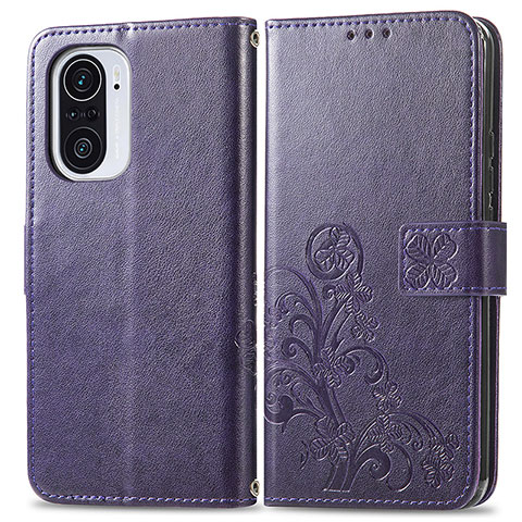 Coque Portefeuille Fleurs Livre Cuir Etui Clapet pour Xiaomi Mi 11i 5G Violet