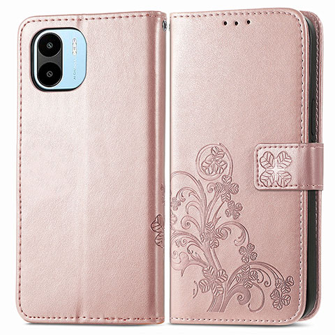 Coque Portefeuille Fleurs Livre Cuir Etui Clapet pour Xiaomi Poco C50 Rose