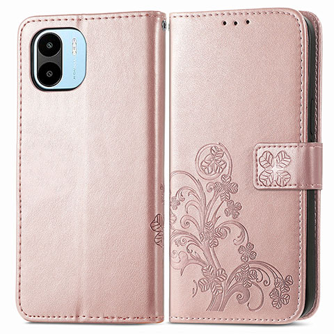 Coque Portefeuille Fleurs Livre Cuir Etui Clapet pour Xiaomi Poco C51 Rose