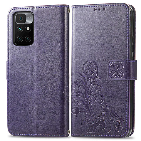 Coque Portefeuille Fleurs Livre Cuir Etui Clapet pour Xiaomi Redmi 10 (2022) Violet