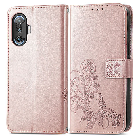 Coque Portefeuille Fleurs Livre Cuir Etui Clapet pour Xiaomi Redmi K40 Gaming 5G Rose