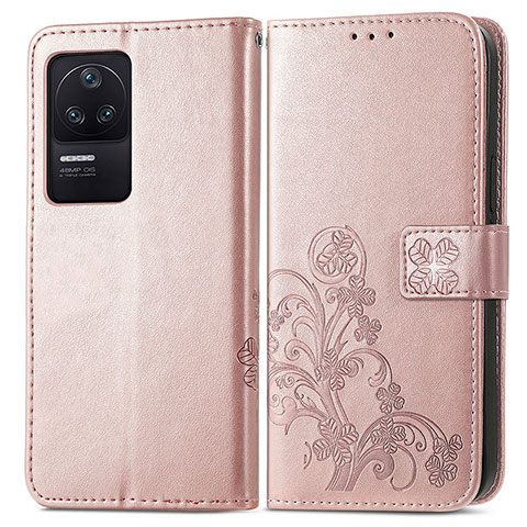 Coque Portefeuille Fleurs Livre Cuir Etui Clapet pour Xiaomi Redmi K40S 5G Rose