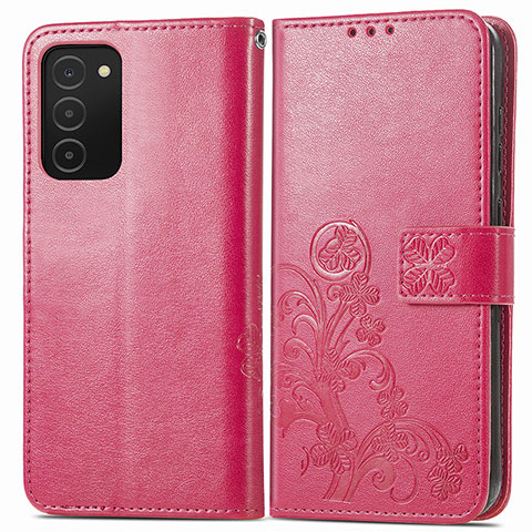 Coque Portefeuille Fleurs Livre Cuir Etui Clapet S01D pour Samsung Galaxy M02s Rose Rouge