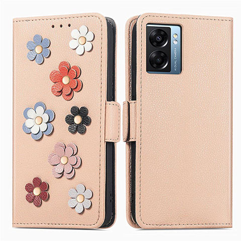 Coque Portefeuille Fleurs Livre Cuir Etui Clapet S02D pour OnePlus Nord N300 5G Kaki