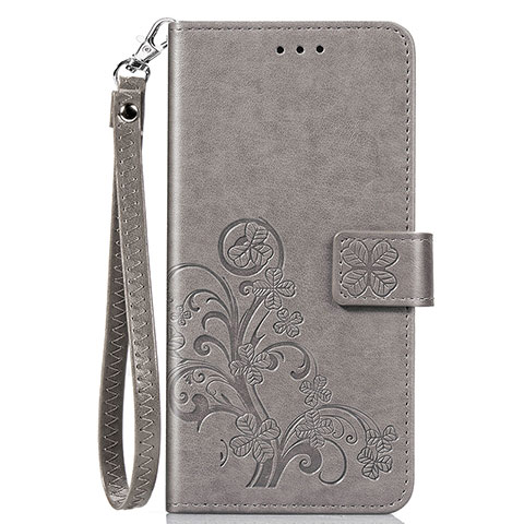 Coque Portefeuille Fleurs Livre Cuir Etui Clapet S02D pour Samsung Galaxy A20 Gris