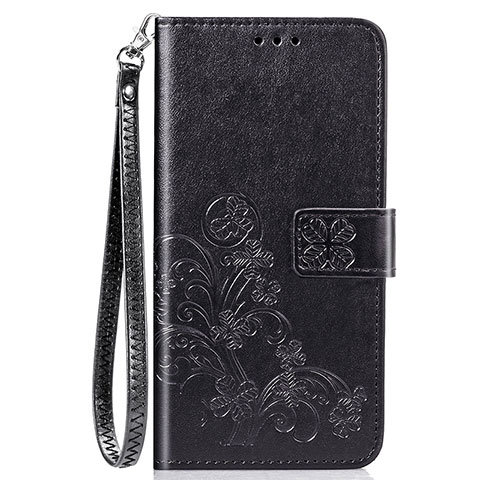 Coque Portefeuille Fleurs Livre Cuir Etui Clapet S02D pour Samsung Galaxy M10S Noir