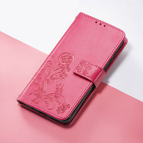 Coque Portefeuille Fleurs Livre Cuir Etui Clapet S03D pour Google Pixel 4a 5G Rose Rouge