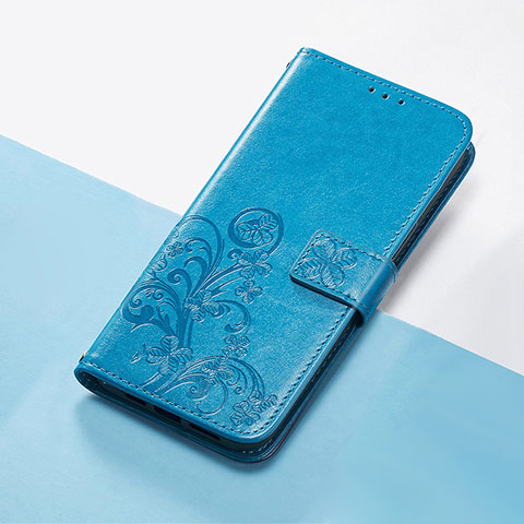 Coque Portefeuille Fleurs Livre Cuir Etui Clapet S03D pour Huawei Honor 60 5G Bleu