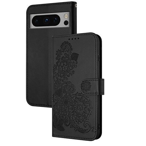 Coque Portefeuille Fleurs Livre Cuir Etui Clapet Y01X pour Google Pixel 8 Pro 5G Noir