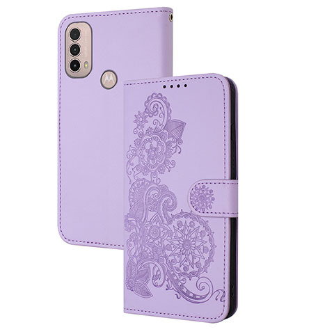 Coque Portefeuille Fleurs Livre Cuir Etui Clapet Y01X pour Motorola Moto E40 Violet