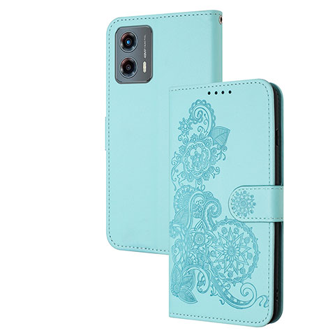 Coque Portefeuille Fleurs Livre Cuir Etui Clapet Y01X pour Motorola Moto G 5G (2023) Bleu Clair