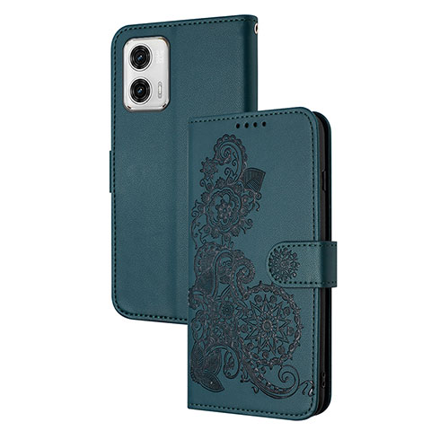 Coque Portefeuille Fleurs Livre Cuir Etui Clapet Y01X pour Motorola Moto G73 5G Vert