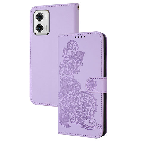 Coque Portefeuille Fleurs Livre Cuir Etui Clapet Y01X pour Motorola Moto G73 5G Violet