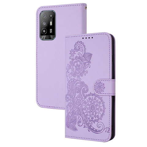 Coque Portefeuille Fleurs Livre Cuir Etui Clapet Y01X pour Oppo A94 5G Violet