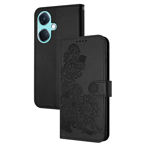 Coque Portefeuille Fleurs Livre Cuir Etui Clapet Y01X pour Oppo K11 5G Noir