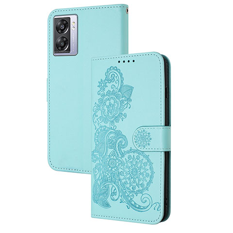 Coque Portefeuille Fleurs Livre Cuir Etui Clapet Y01X pour Realme V23 5G Bleu Clair