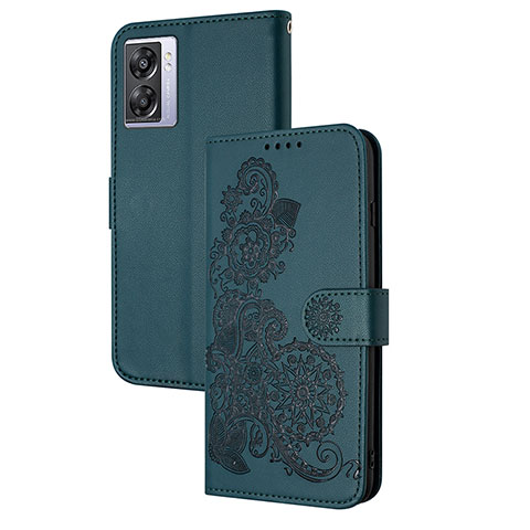 Coque Portefeuille Fleurs Livre Cuir Etui Clapet Y01X pour Realme V23i 5G Vert